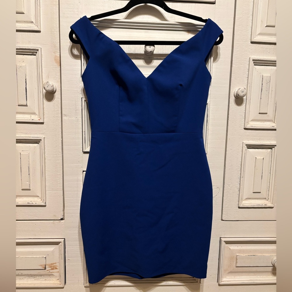 Karlie Royal Blue V-Neck Mini Dress